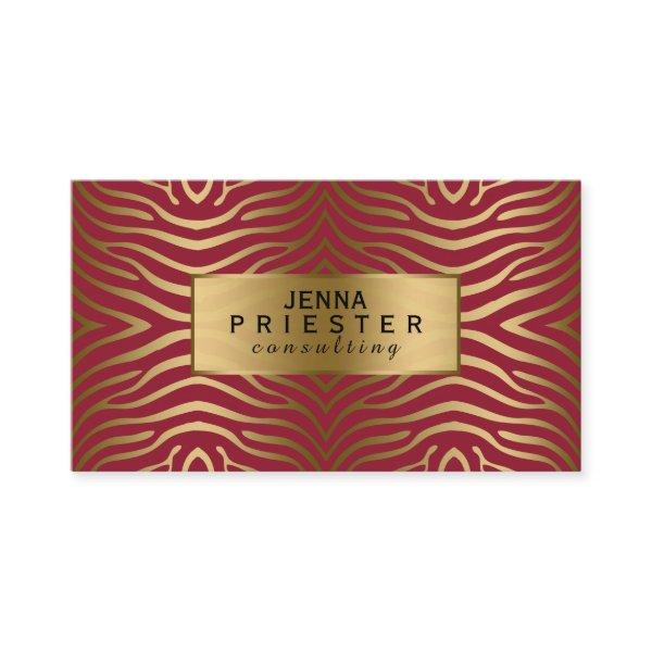 Modern Maroon Red & Gold Zebra Stripes Pattern