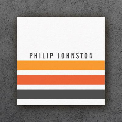 Modern masculine gray and orange stripes white square