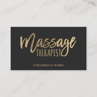 Modern massage therapist script chic gold foil