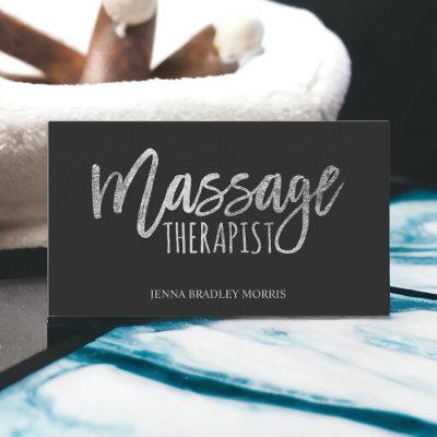 Modern massage therapist script silver foil