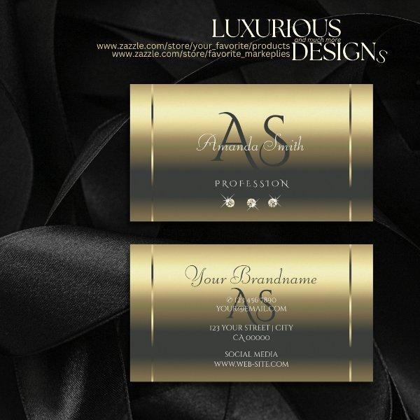 Modern Matte Gold Optics Sparkly Diamonds Initials