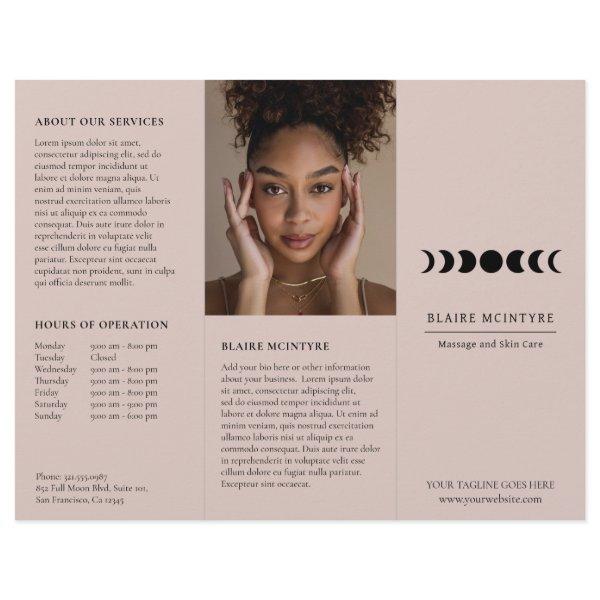 Modern Mauve Moon Phases Elegant Tri-fold Brochure