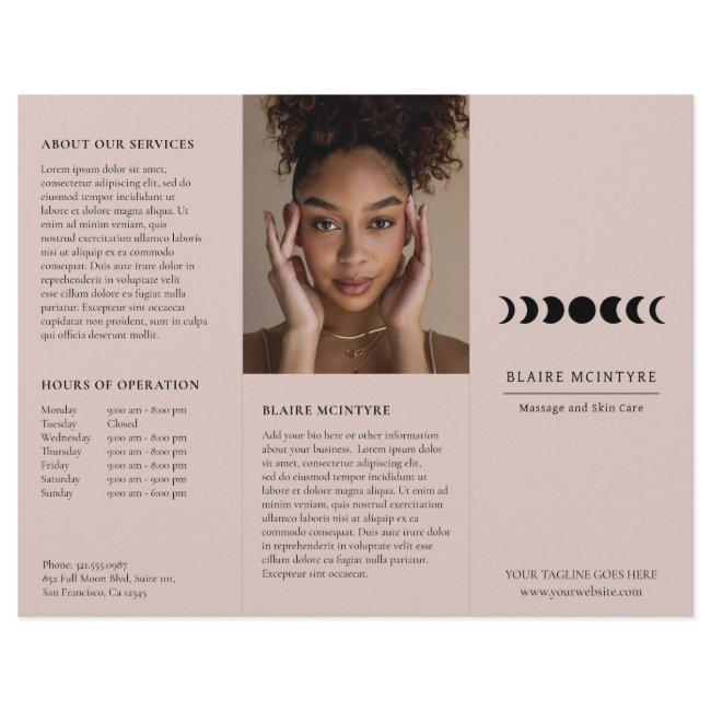 Modern Mauve Moon Phases Elegant Tri-fold Brochure