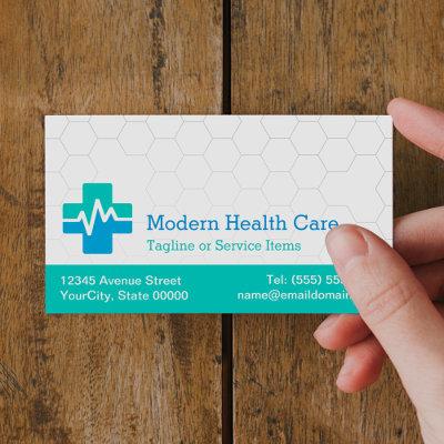 Modern Medical Health Care - White Green Blue  Magnet