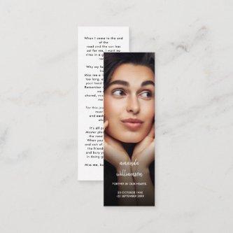 Modern Memorial Photo Poem Mini Bookmark  card