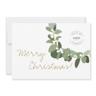 Modern Merry Christmas Wreath Green Holiday Card