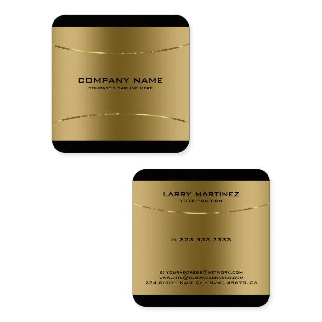 Modern Metallic Gold Stainless Steel Black Border Square