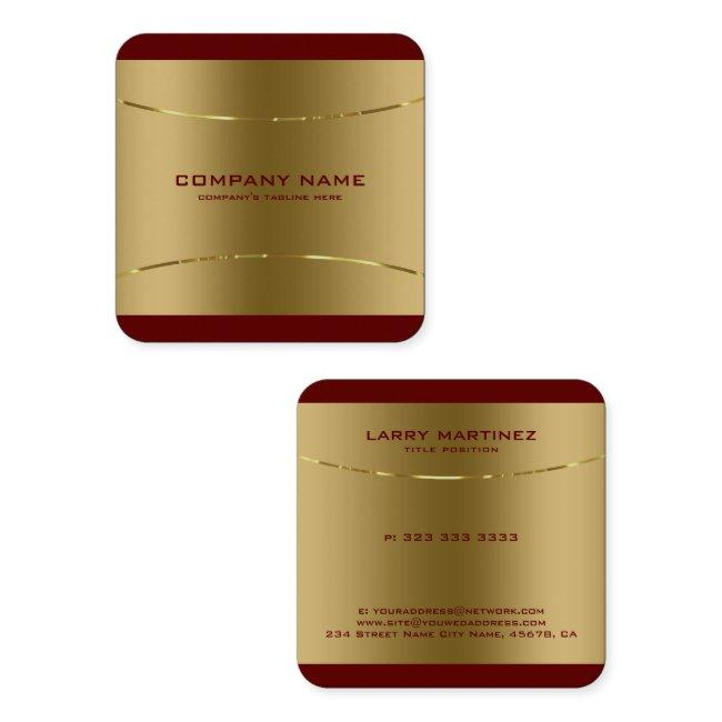Modern Metallic Gold Stainless Steel Red Border Square