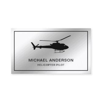 Modern Metallic Steel Silver Helicopter Pilot