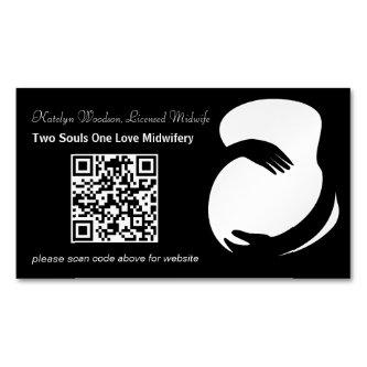 Modern Midwife Doula Maternity Black QR Code  Magnet