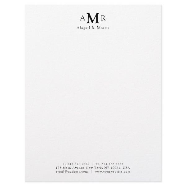 Modern Minimal 3 Monogram Basic Office Business Letterhead