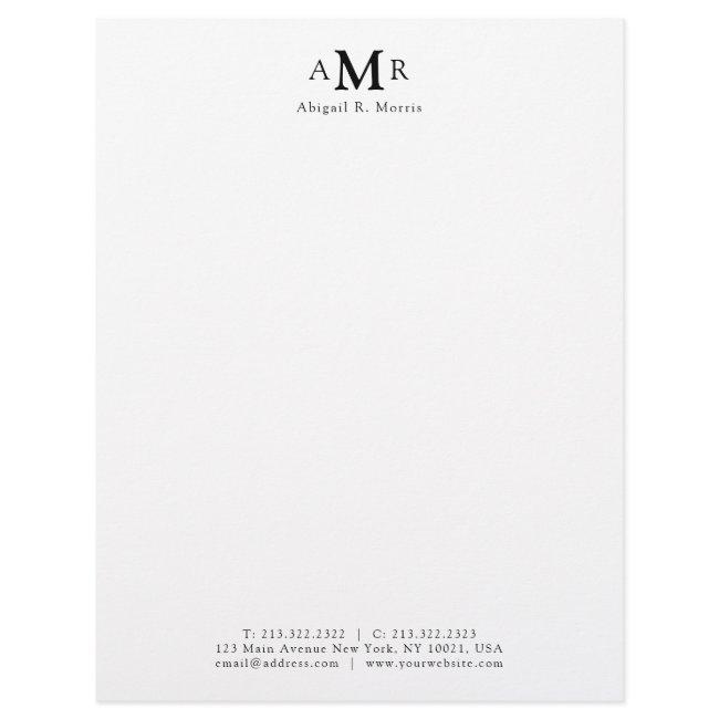 Modern Minimal 3 Monogram Basic Office Business Letterhead