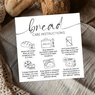 Modern Minimal Bakery Bread Loaf Care Instructions Square