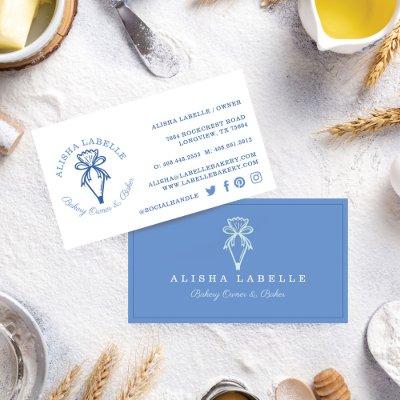 Modern & Minimal Bakery Style Piping Bag Logo Blue