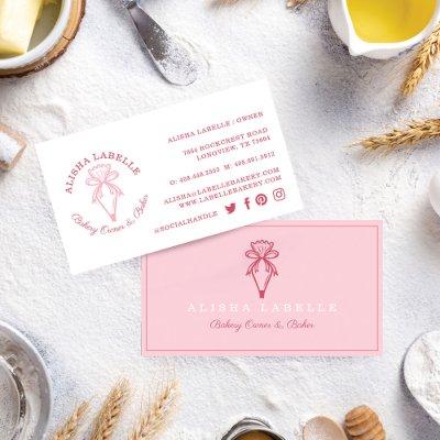Modern & Minimal Bakery Style Piping Bag Logo Pink