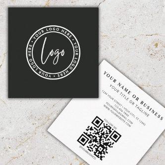 Modern Minimal Black Custom Logo QR Code Square Square