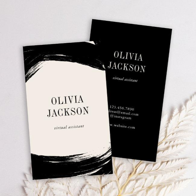 Modern Minimal Black White Paint Strokes