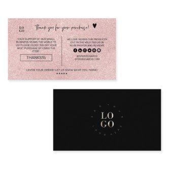 Modern Minimal Blush Glitter Business Thank You