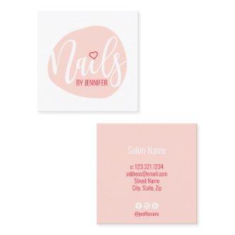 Modern minimal blush pink heart nails square