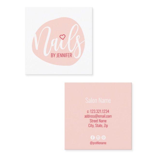 Modern minimal blush pink heart nails square