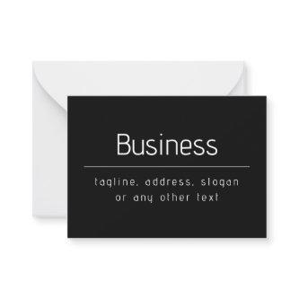 Modern Minimal Business Name & other Info | Black Note Card