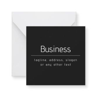 Modern Minimal Business Name & other Info | Black Note Card
