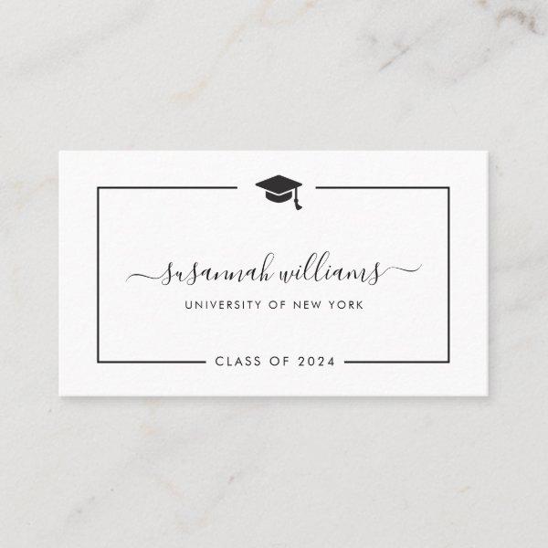 Modern Minimal Chic Script Graduation Calling Card