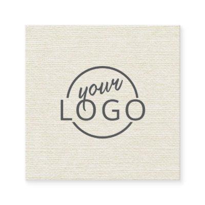 Modern minimal cream ivory linen custom logo square