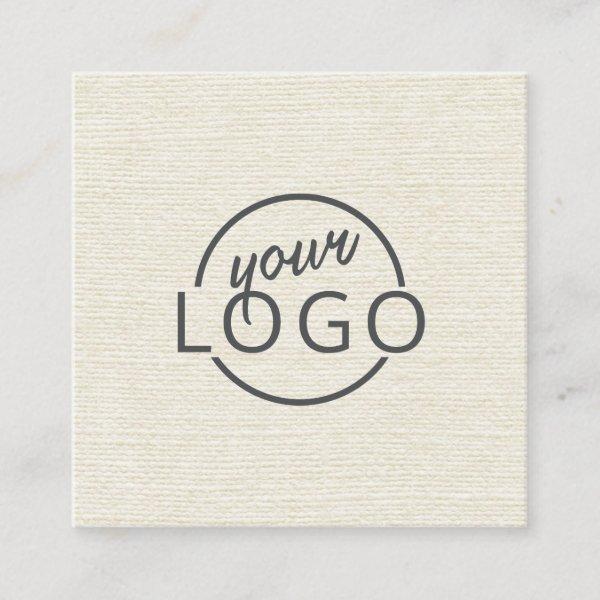 Modern minimal cream ivory linen custom logo square