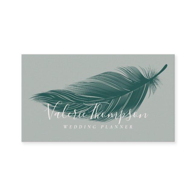 Modern minimal dark green elegant boho feather