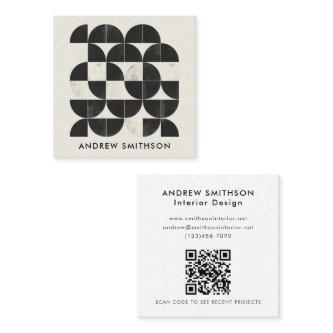 Modern Minimal Geometric Black White Shape QR Code Square