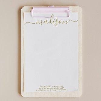 Modern Minimal Gold Gray Typography Name Script  Letterhead