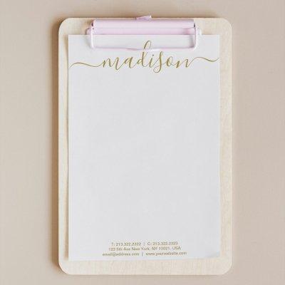 Modern Minimal Gold Gray Typography Name Script  Letterhead