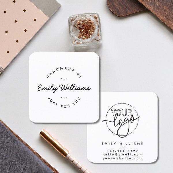 Modern Minimal Handmade By Script Custom Logo  Square