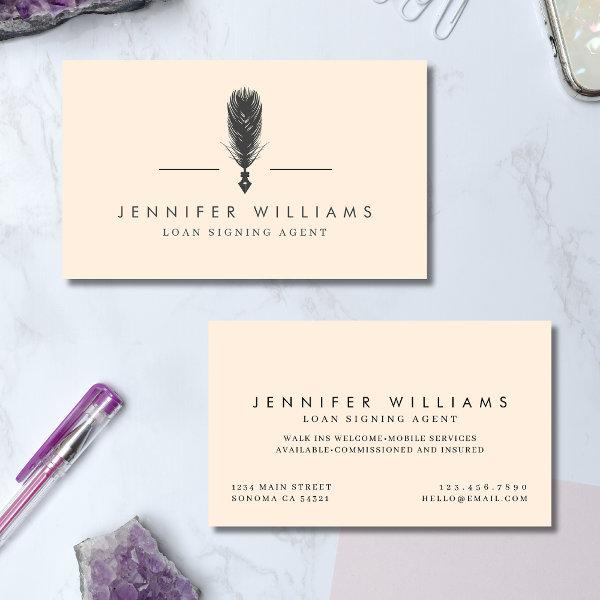 Modern Minimal Loan Signing Agent Quill Feather