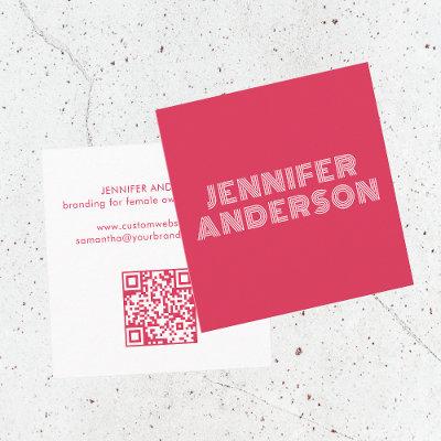 Modern Minimal Magenta Typography Custom QR Code Square