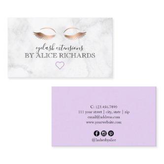 Modern minimal marble rose gold eyelash extensions