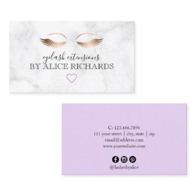Modern minimal marble rose gold eyelash extensions