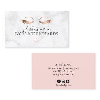 Modern minimal marble rose gold eyelash extensions