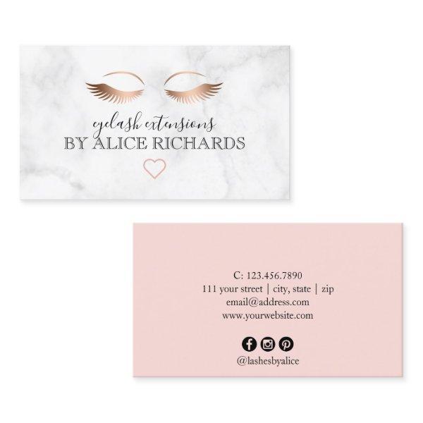Modern minimal marble rose gold eyelash extensions