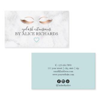 Modern minimal marble rose gold eyelash extensions