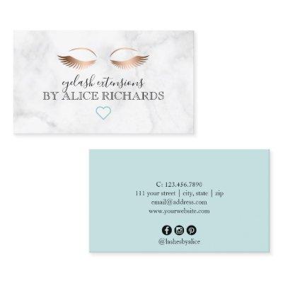 Modern minimal marble rose gold eyelash extensions