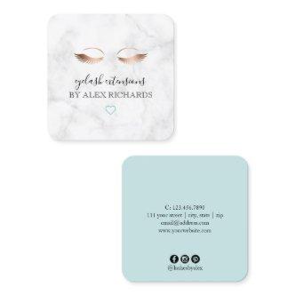 Modern minimal marble rose gold eyelash extensions square
