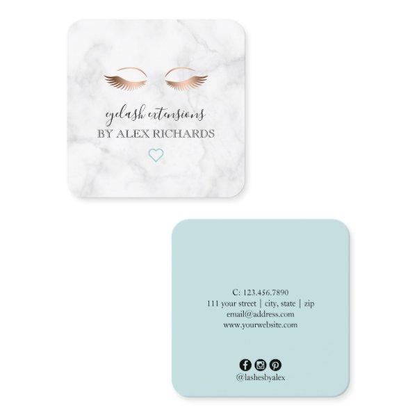 Modern minimal marble rose gold eyelash extensions square