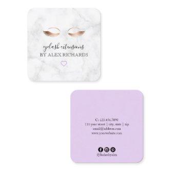 Modern minimal marble rose gold eyelash extensions square