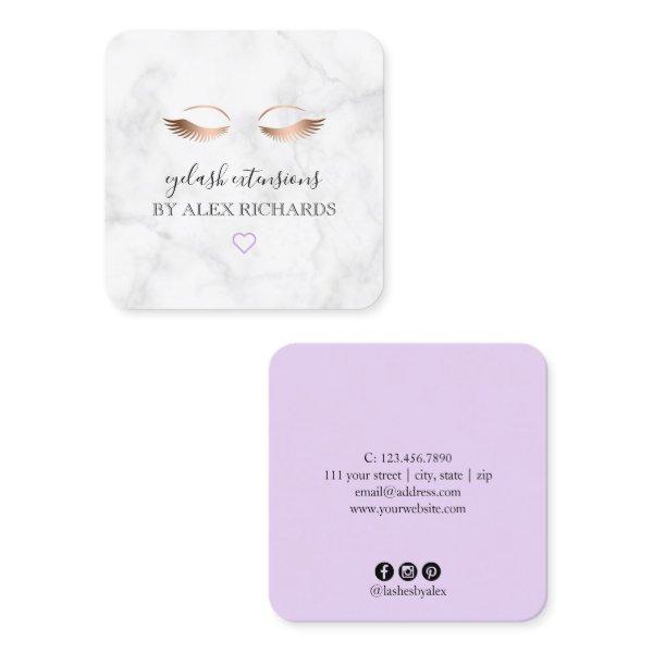 Modern minimal marble rose gold eyelash extensions square