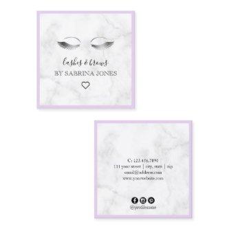 Modern minimal marble silver lashes & brows square