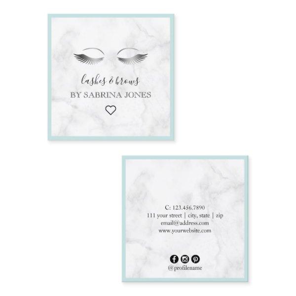 Modern minimal marble silver lashes & brows square
