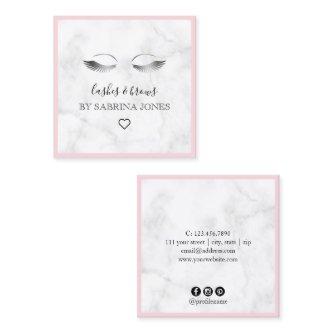 Modern minimal marble silver lashes & brows square