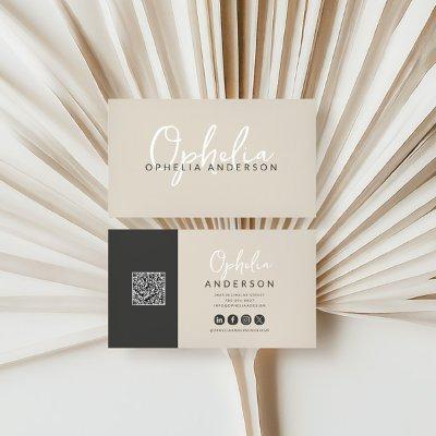 Modern minimal natural script boho QRcode